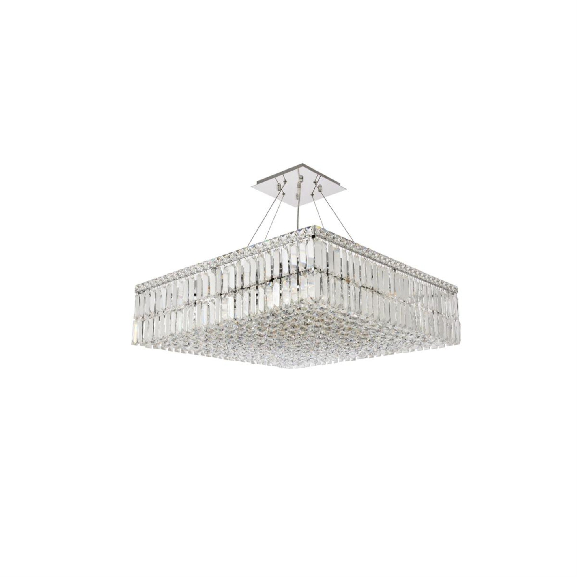 2032 Maxime Collection Hanging Fixture L28in W28in  H7.5in Lt:12 Chrome Finish (Royal Cut Crystals)